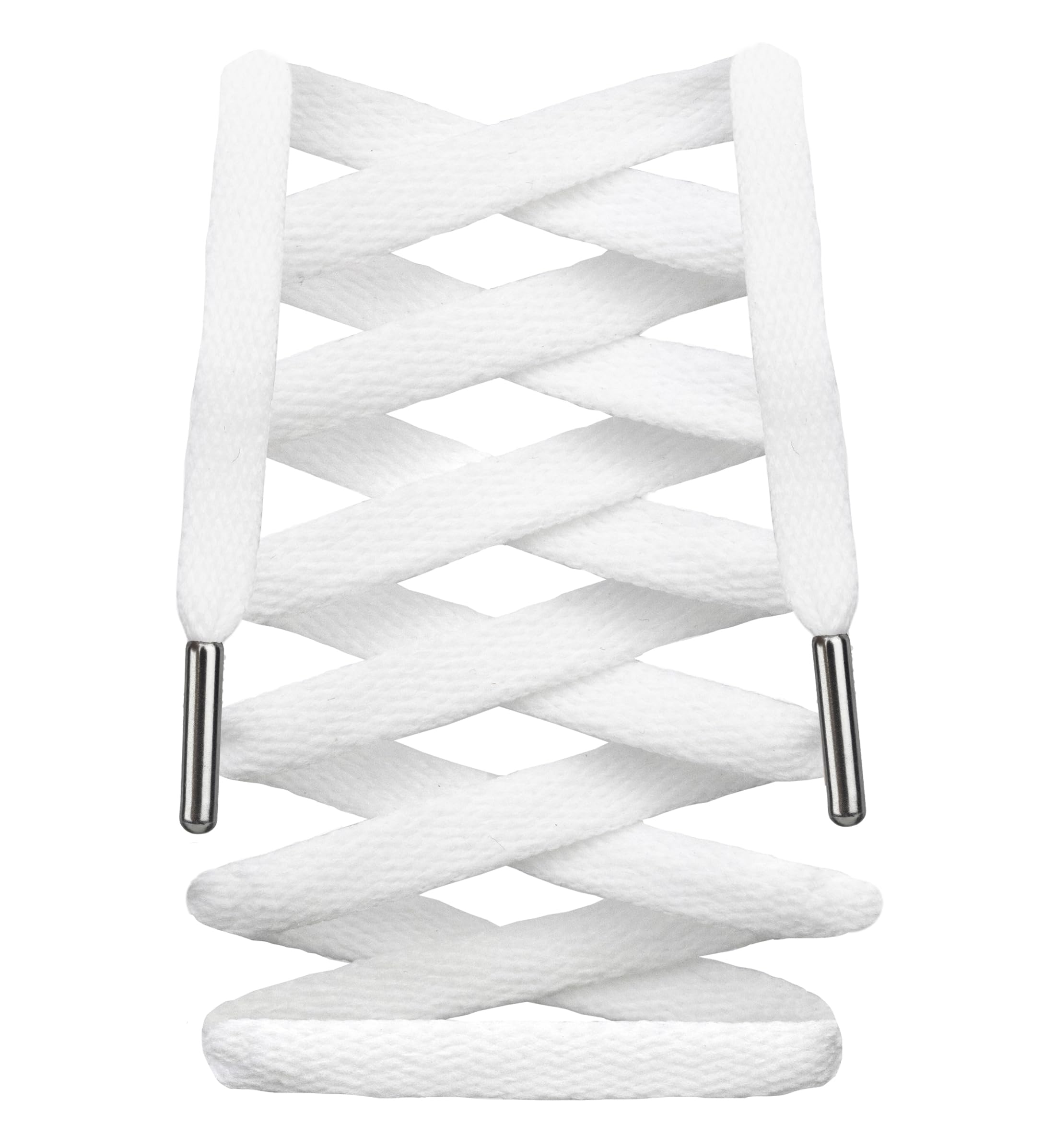 LitLaces - Premium Flat Cotton Shoe Laces Replacement for Air Jordan Nike Dunk Air Force 1 Converse & Casual Shoes (White/Silver 72")