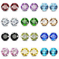 12-Pack: Rhodium-Plated Crystal Birthstone Stud Earrings
