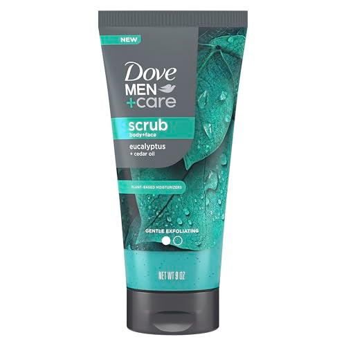 Dove Men+Care Eucalyptus Body and Face Scrub Deeply Exfoliates for Hydrated & Nourished Skin 100% Gentle Cleanser No Sulfate Cleansers or Parabens