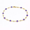 18k Gold Filled High Polish Finish Blue Crystal Ankle Bracelet