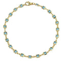 18k Gold Plated Light Blue Crystal Square Ankle Bracelet
