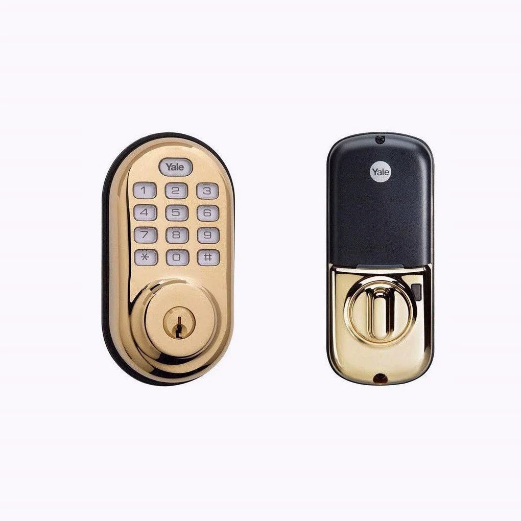 Yale YRD210-ZW-619 Z-Wave Push Button Deadbolt, Polished Brass (Used - Like New)