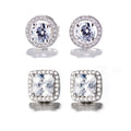 2-Pair: Swarovski Crystal and Sterling Silver Halo Studs