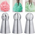 3-Pieces: Russian Stainless Steel Tips Tulip Sphere Whip Cream Buttercream Icing Piping Nozzles
