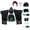 Cosplay Costume Anime Kimono Halloween Off Shoulder Skirt Shinobu Outfit With Earings (3XL Green-w)