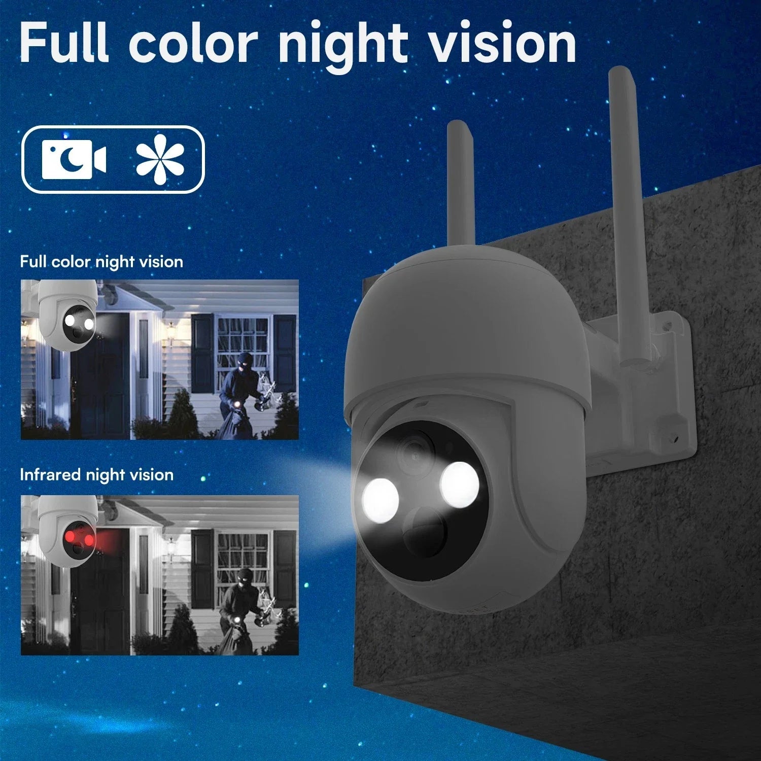 2PK 4MP Wireless WiFi Solar Powered Camera Outdoor Security Camera Pan/Tilt