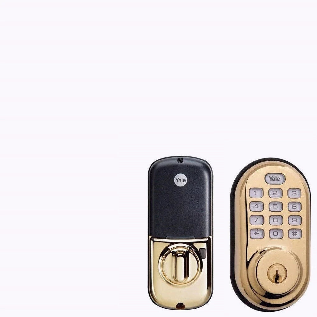 Yale YRD210-ZW-619 Z-Wave Push Button Deadbolt, Polished Brass (Used - Like New)