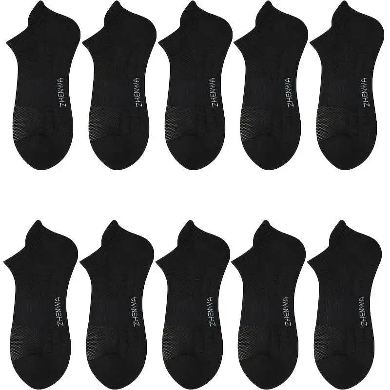 5-Pairs: Casual Ankle Boat Socks With Towel Bottom