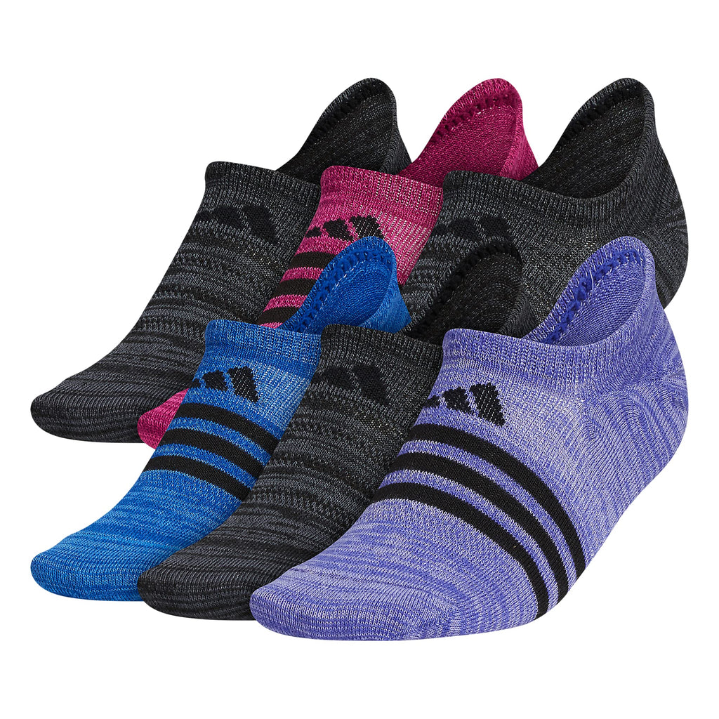 adidas Womens Superlite Super No Show Socks (6-pair) Semi Night Flash/Black/Power Berry Purple Medium