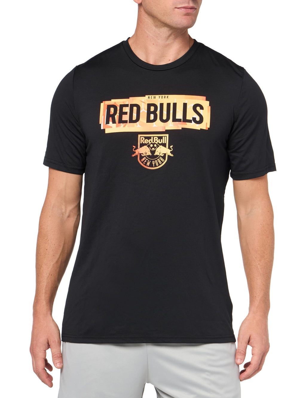 adidas Mens Short Sleeve Pre-Game T-Shirt Black/New York Red Bulls Small