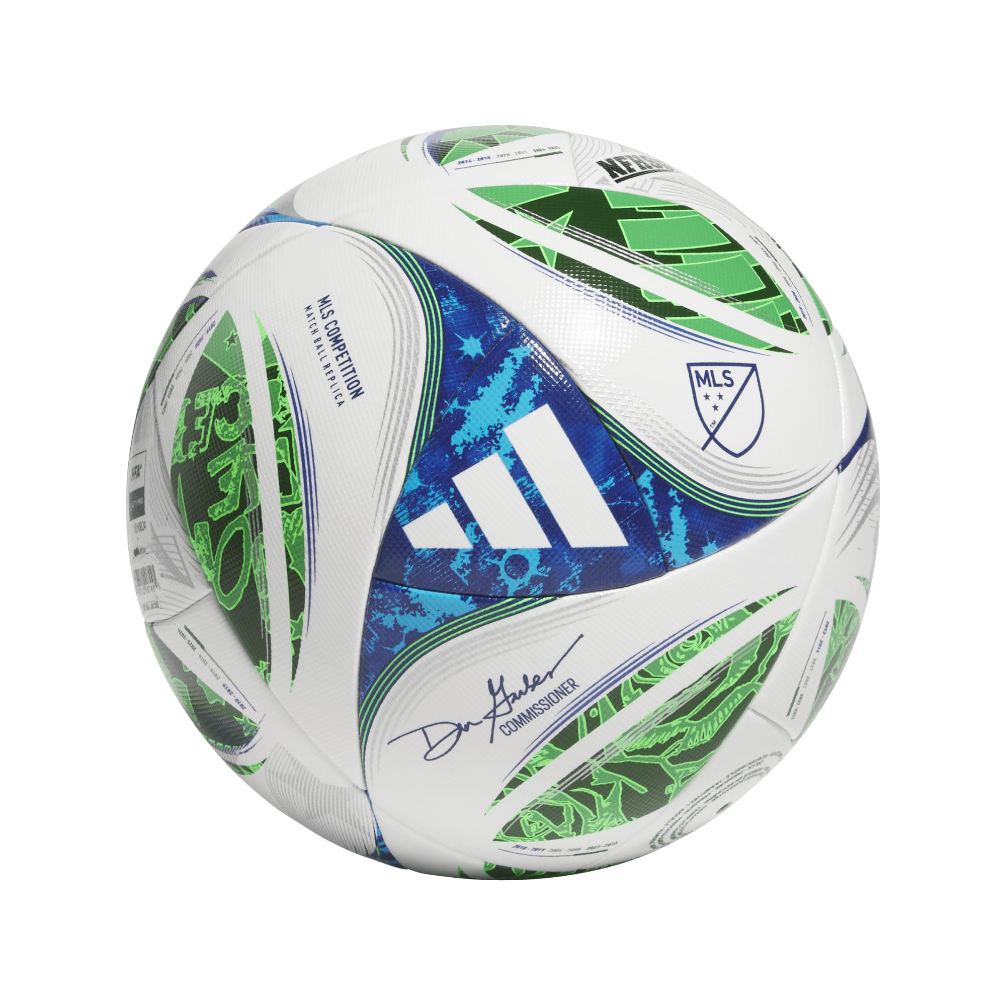 adidas Unisex-Adult MLS Competition Soccer Ball (White/Green/SOLBLU/GLOBLU 4)
