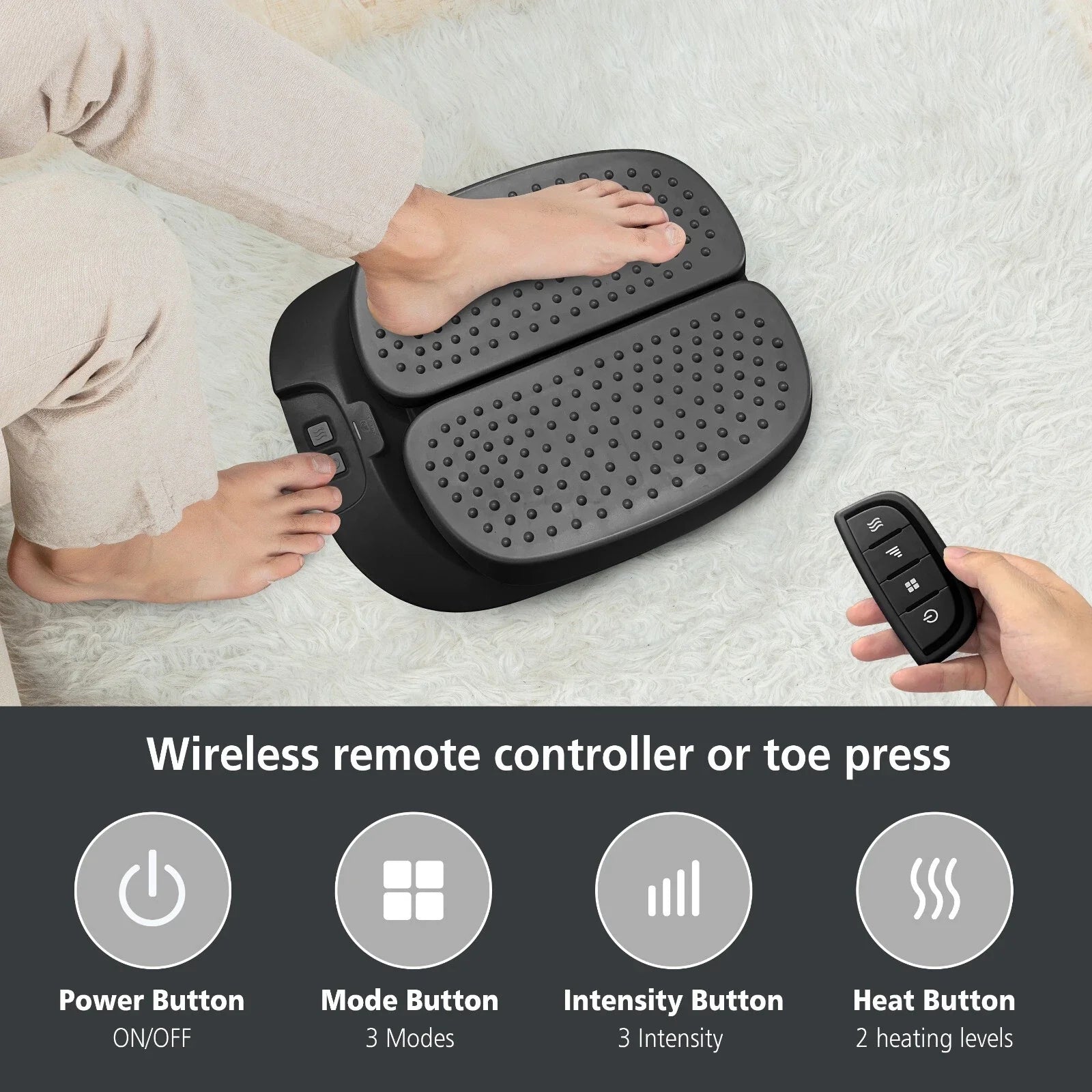 Foot Massager Machine with Heat for Blood Circulation Plantar Fasciitis, Black