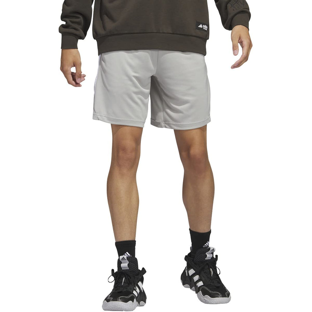 adidas Originals Mens Standard Legends 3-Stripes Basketball Shorts Metal Grey/White