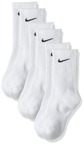 Nike Unisex Performance Cushion Crew Training Socks (3 Pair) WHITE M