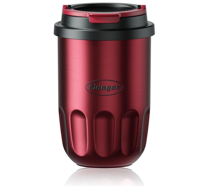 Travel Coffee Mug 14 oz Ceramic Lined Tumbler, Double Wall Stainless Steel Coffee Cup with Lid, Vacuum Spill Proof Mini Water Bottle, Insulated Thermal Mug for Home Office, Red