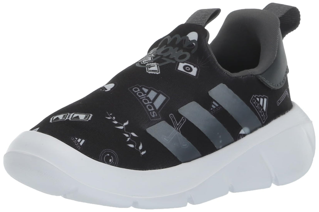 adidas Kids Monofit Sneaker Black/White/Preloved Green 10 US Unisex Toddler