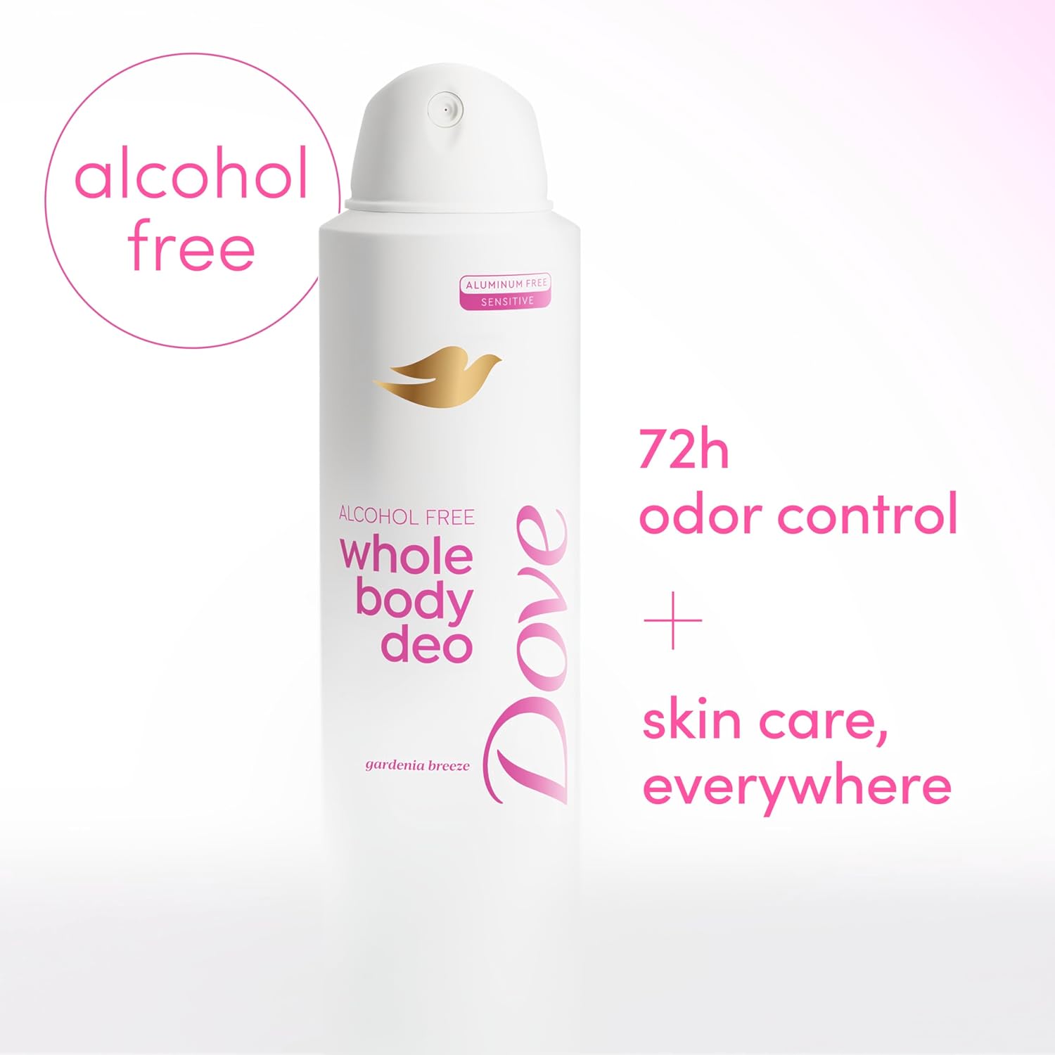 Dove Whole Body Deo Alcohol Free Deodorant Spray for Women Gardenia Breeze 4 oz