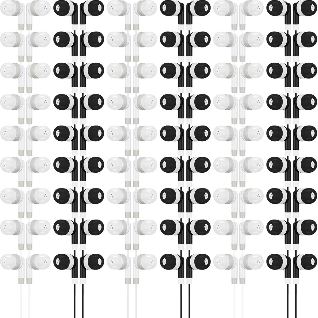 Kigeli 100 Pcs Kids Bulk Earbud Headphones for Classroom Student Wired Headphones in-Ear Earbud 3.5 mm Disposable Earphones Set for Kids Adult Class School Library Laptop (Grey Black)
