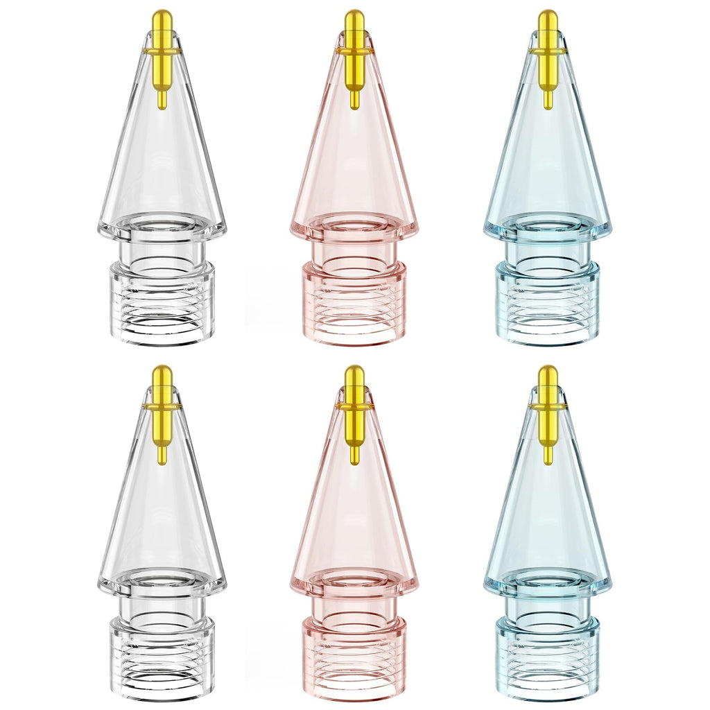 FAFALITHIC 6 Pack Clear Replacement Tips Compatible with Apple Pencil 2nd Generation Apple Pencil 1st Generation Apple Pencil USB-C & Apple Pencil Pro (Clear/Clear Pink/Clear Blue)