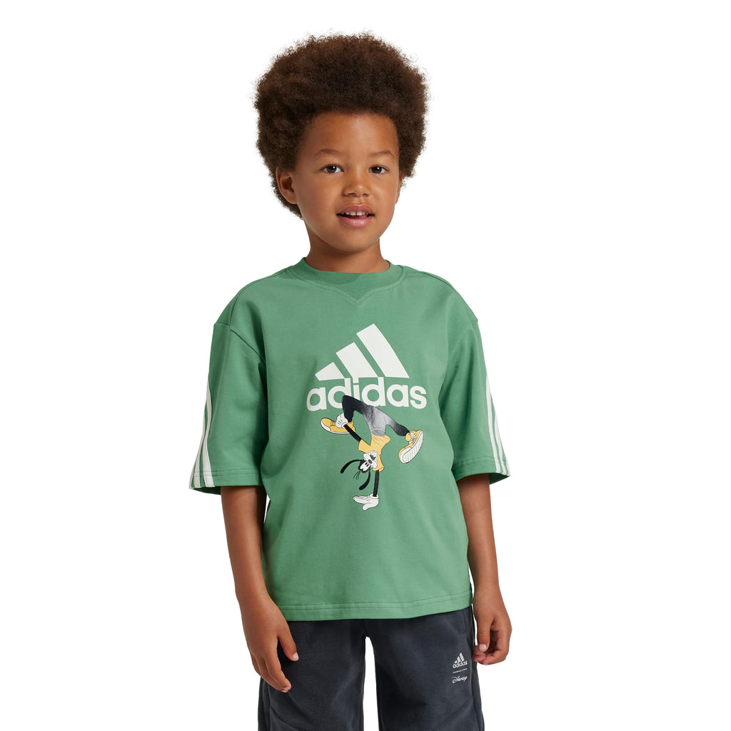 adidas Unisex Kids Disney Mickey Mouse T-Shirt Preloved Green/Off White