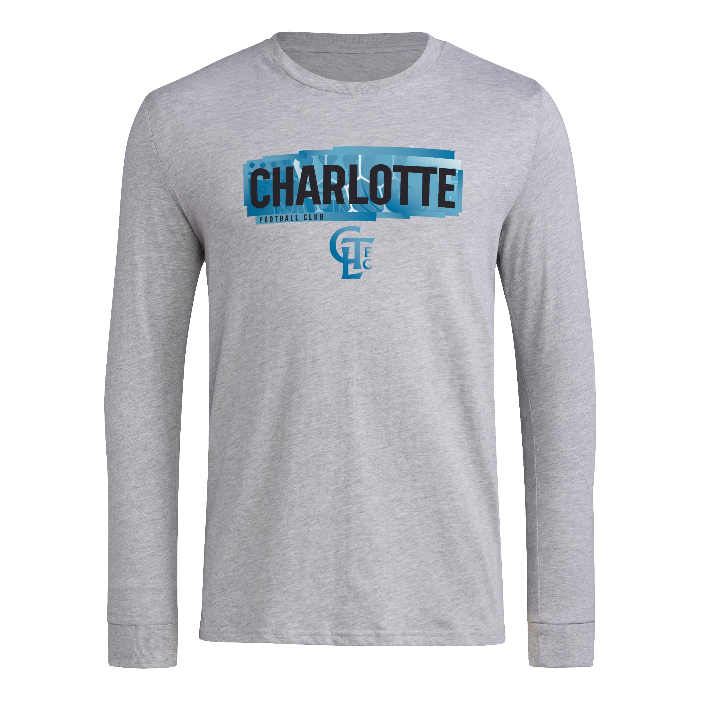 adidas Mens Long Sleeve Pre-Game T-Shirt Medium Grey Heather/Charlotte Fc Small