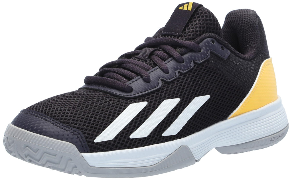 adidas Court Flash Tennis Sneaker Aurora Black/White/Spark 1.5 US Unisex Little Kid