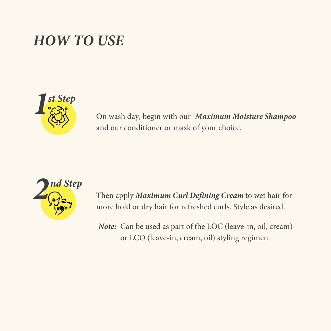 Maximum Curl Defining Cream for Curly, Coily & Kinky Hair – Frizz Control & Moisture