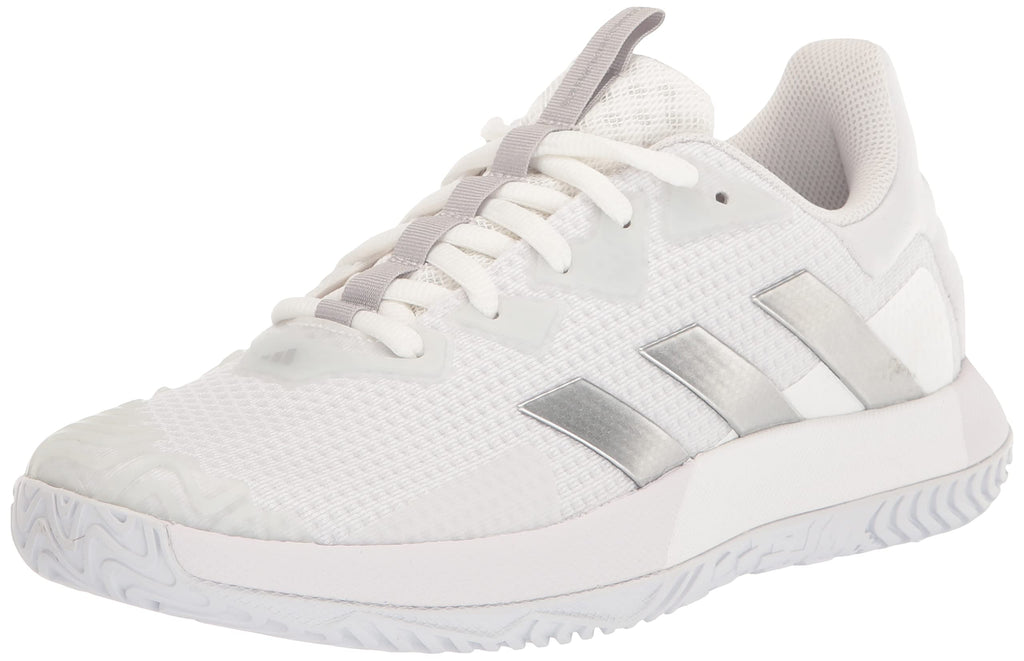 adidas Womens SoleMatch Control Sneaker White/Silver Metallic/Grey One 6.5
