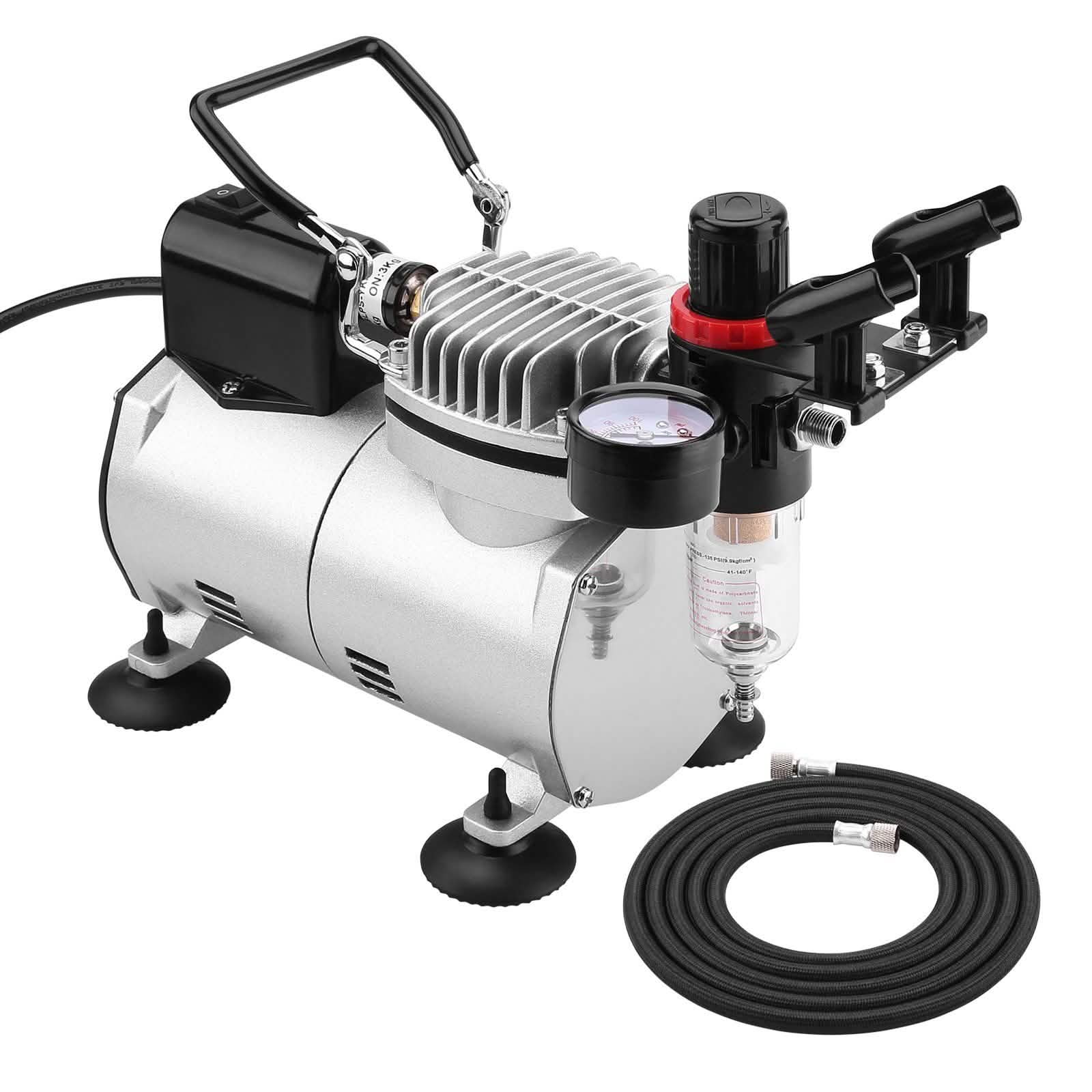 Airbrush Compressor Kit with 6ft Air Hose and Airbrush Holder