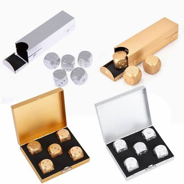 Aluminum Alloy Table Game Poker Games Dices Set with Storage Box