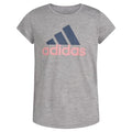 adidas Girls Big Short Sleeve Aeroready Poly Scoop Neck Tee T-Shirt Heathered Grey