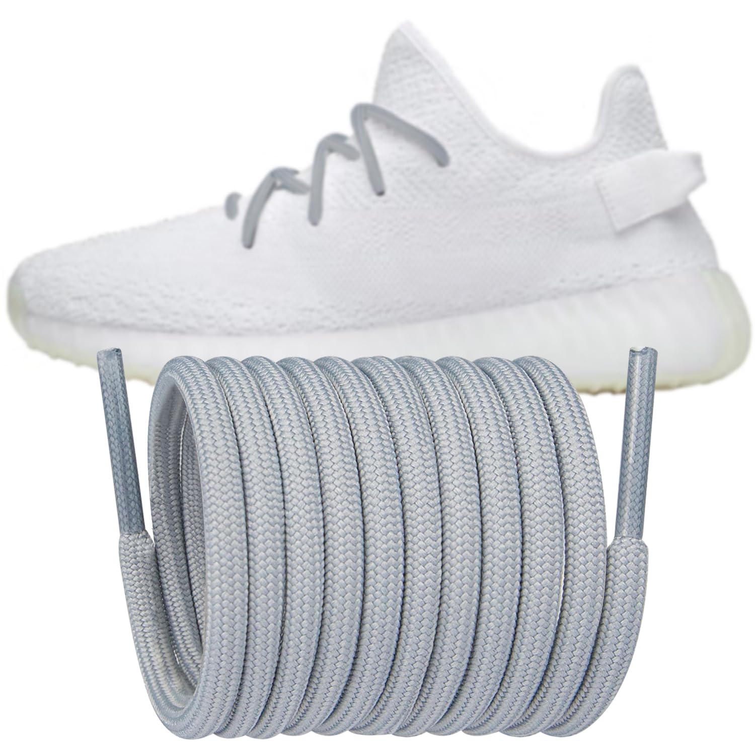 Endoto Shoelaces Replacement Round Laces for Adidas Yeezy Boost 350 V1/V2 380 500/500 HIGH 700 750 950 Sneaker Shoes(Color:GraySize:32Inch)