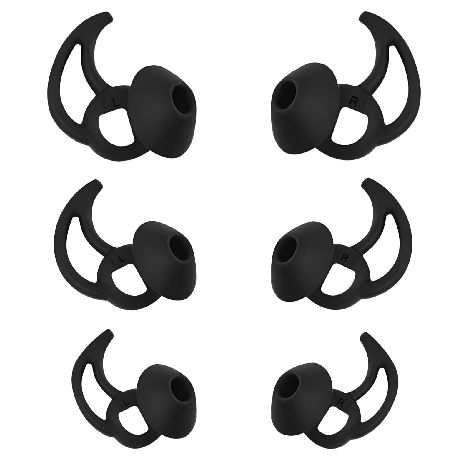 WKYMY Earbud Replacement Tips Silicone Earbud Tips Earbud Caps Compatible with Bose Quietcomfort and Sport Headphone Ear Tips Earbud Rubber Tips 3 Pairs S M L Black