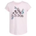adidas Girls Short Sleeve Cotton Scoop Neck Tee T-Shirt Light Pink w/Butterflies Size 6