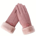 Cashmere Warm Suede Leather Plush Touch Screen Gloves
