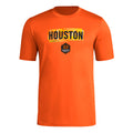 adidas Mens Size Short Sleeve Pre-Game T-Shirt Collegiate Orange/Houston Dynamo Small Tall