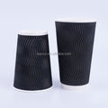 50PCS 8oz 12oz 16oz Custom Printed E co F riendly Triple Ripple Wall cup 3 Layer Disposable hot drink Coffee Paper Cups