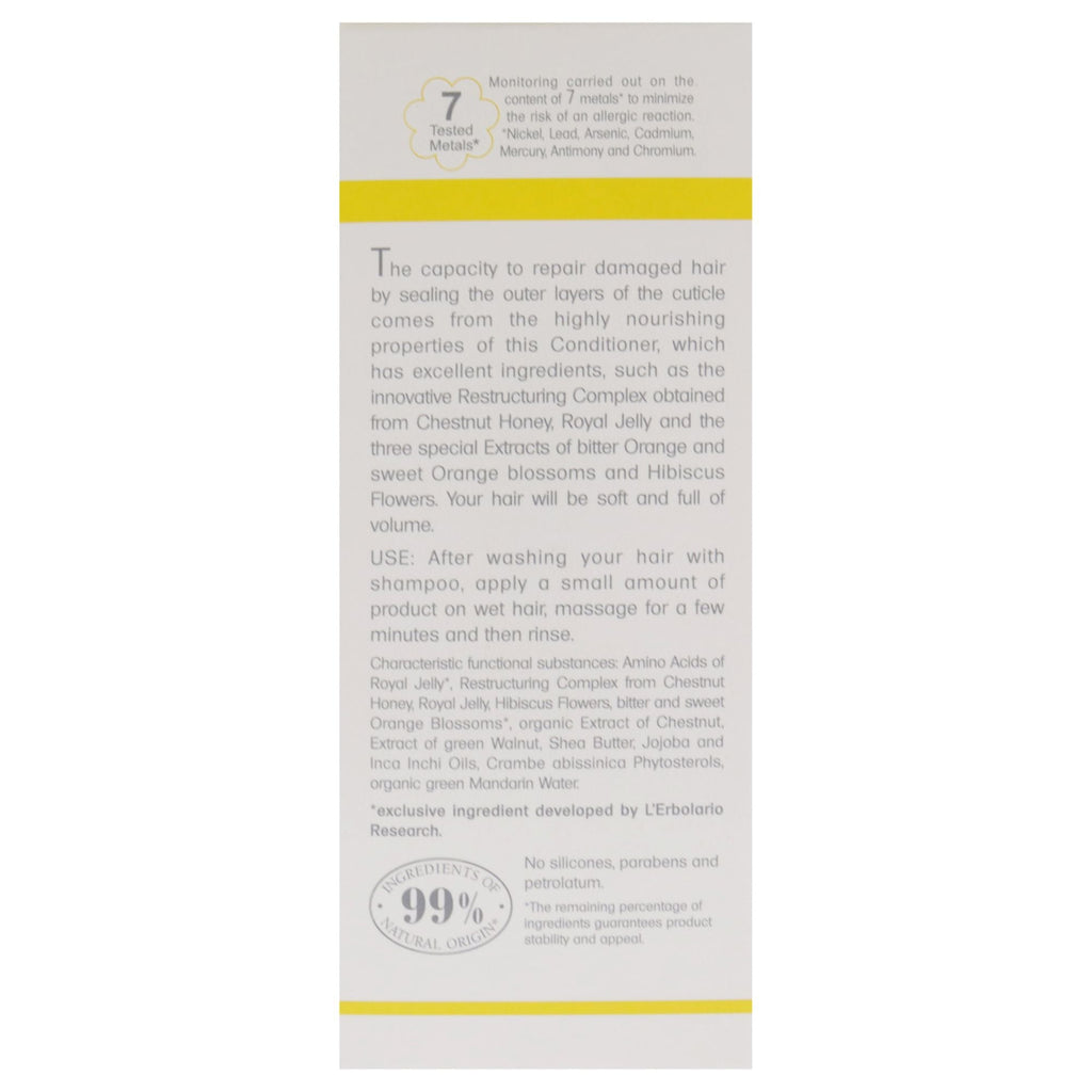 Effetto Reale Intense Nourishment Conditioner by LErbolario for Unisex - 4.2 oz Conditioner