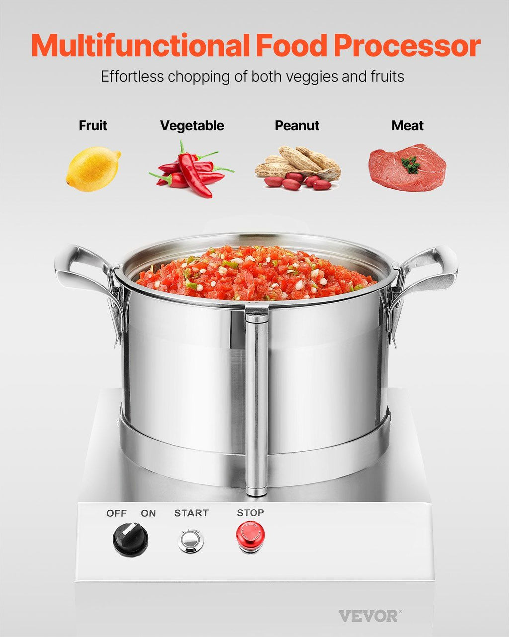 Food Processor Vegetable Chopper 4.3 Quart F ood-G rade Stainless Steel Blender