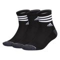 adidas Mens 3-Stripe High Quarter Socks with Arch Compression (3-Pair) Black/Onix Grey/White Large
