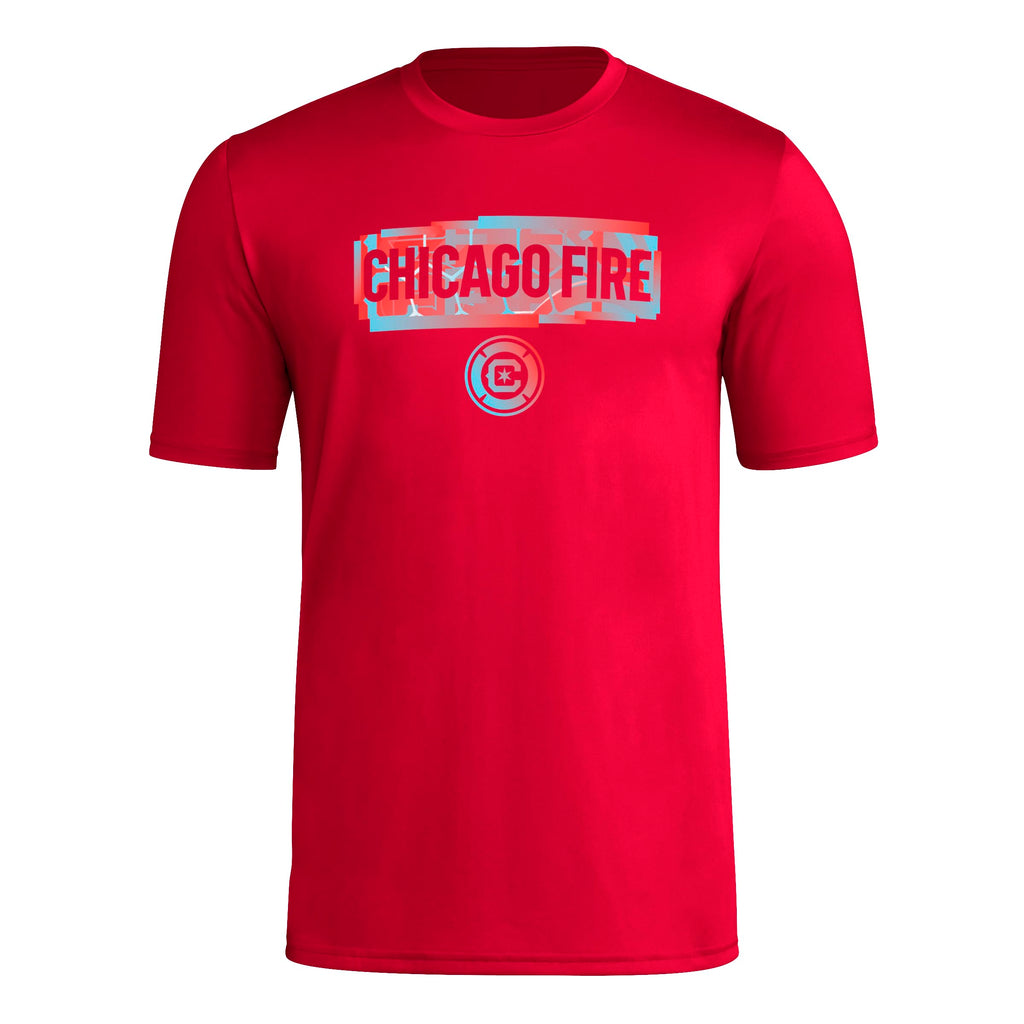 adidas Mens Short Sleeve Pre-Game T-Shirt Team Power Red/Chicago Fire X-Large