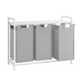 VASAGLE Laundry Hamper Laundry Basket Laundry Sorter with 3 Pull-Out and Removable Bags Shelf Metal Frame 3 x 10 Gallons (38 L) 36.4 x 13 x 28.4 Inches Dove Gray UBLH301W03