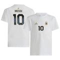 adidas Lionel Messi #10 Argentina National Team Mens Player Name & Number T-Shirt (White Small)