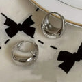 Glossy Chunky Shaped Hoop Earrings Copper Jewelry Vintage Elegant Style Female Geometric Ear Buckles
