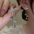 Golden-Tone Alloy Zirconia Dangle Earrings