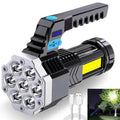 COB 7 LED Handheld Flashlight - Rechargeable, Portable, and Water-Resistant with USB Charging
