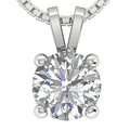Solitaire Pendant I2 H 1.03 Ct Round Cut Diamond Four Prong Set 14K White Gold