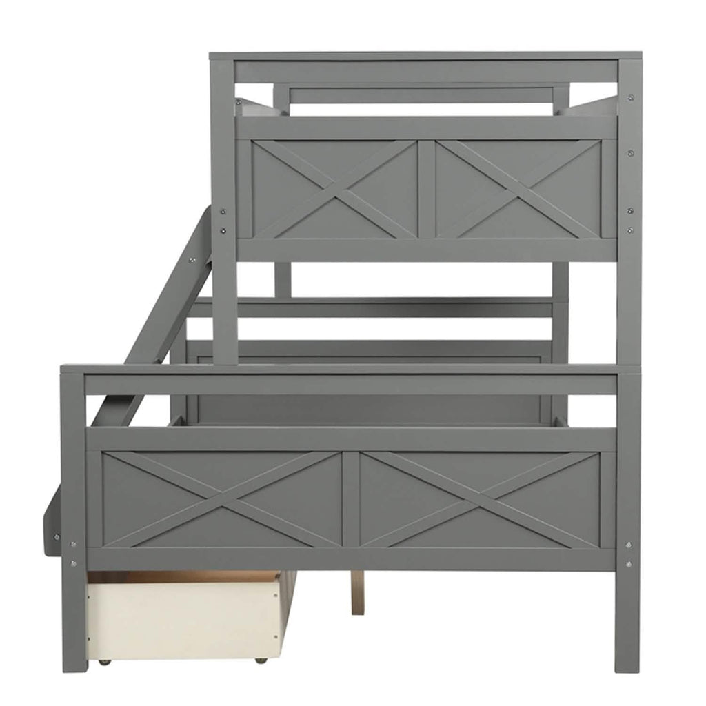 Twin over Full Bunk Bed with 2 Storage Drawers