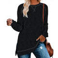 Women's Long Sleeve Loose Casual Autumn Pullover Side Slit Tunic Top